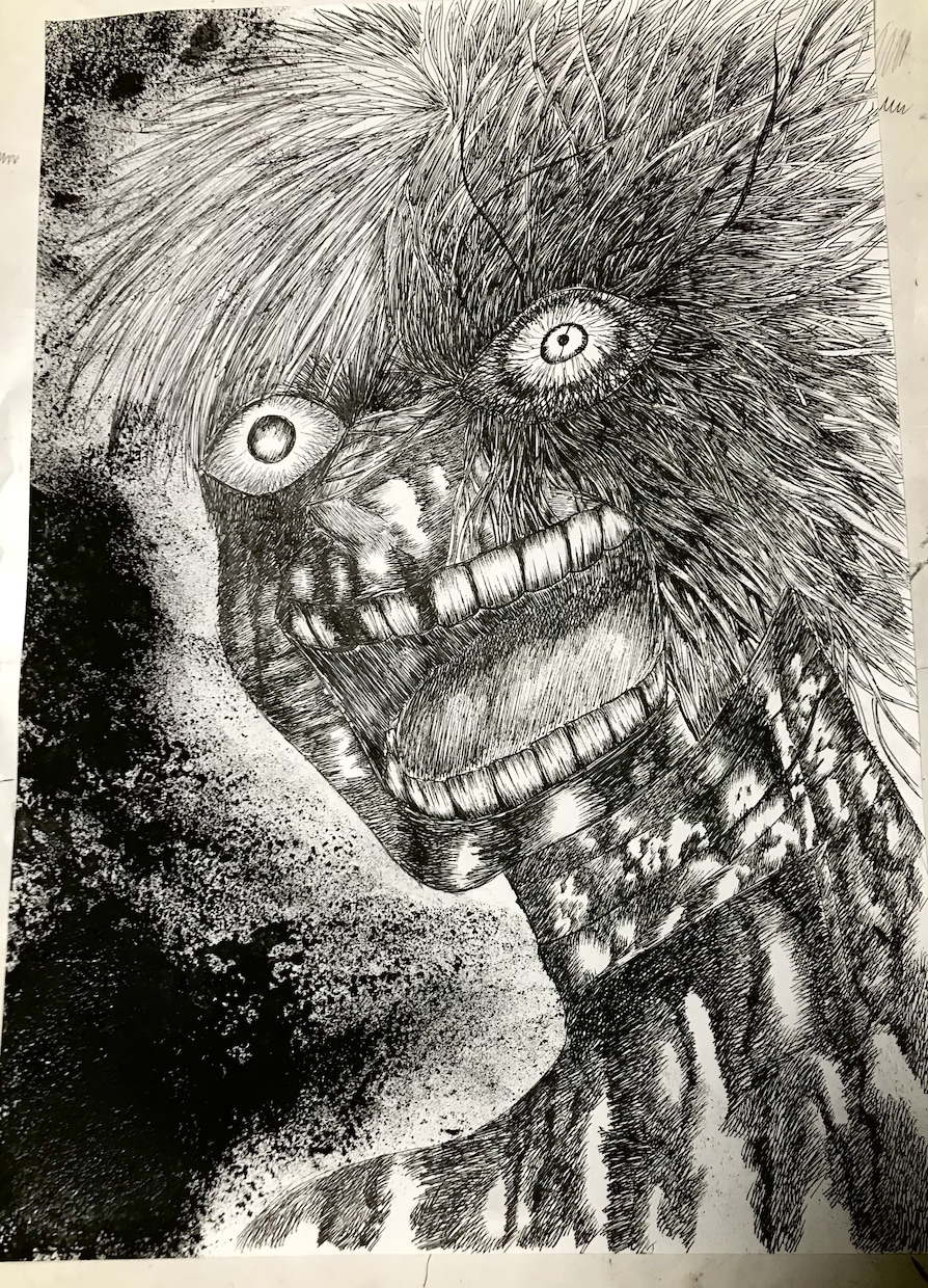 迫力のあるペン画一枚絵描きます 怒りや負の感情が沸き立つような絵を欲する方、御刮目 イメージ1