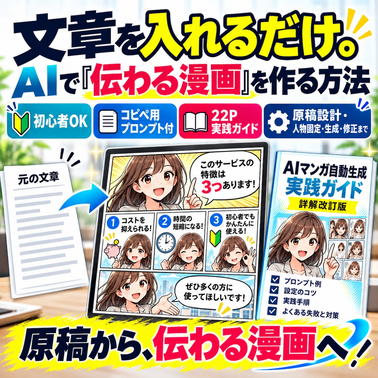 初心者が原稿からAI漫画自動作成ガイド提供します SNS・LP・Kindle・幅広く使えるテンプレ丸ごと収録 イメージ1