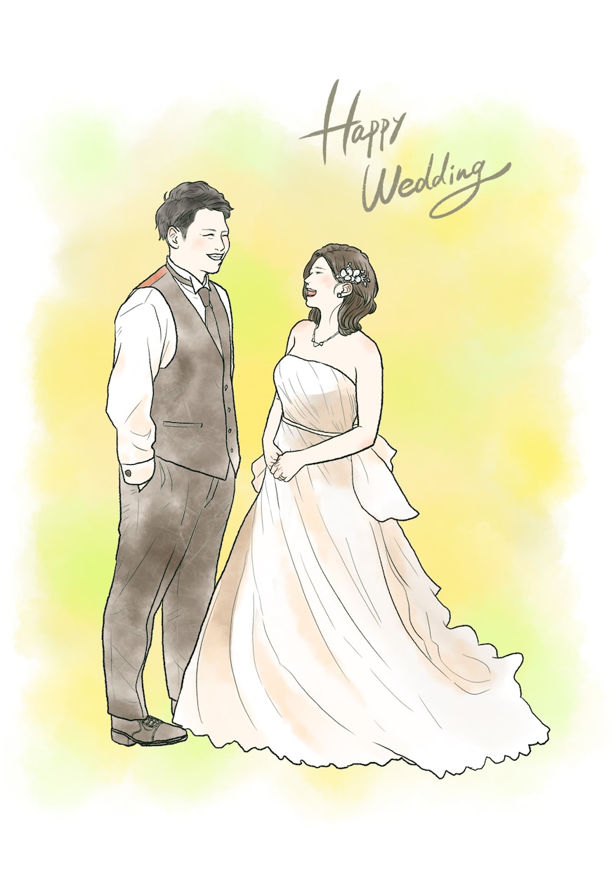 感動を形に！心温まるウェディングイラスト描きます 結婚式のペーパーアイテムなどにも使用できます イメージ1