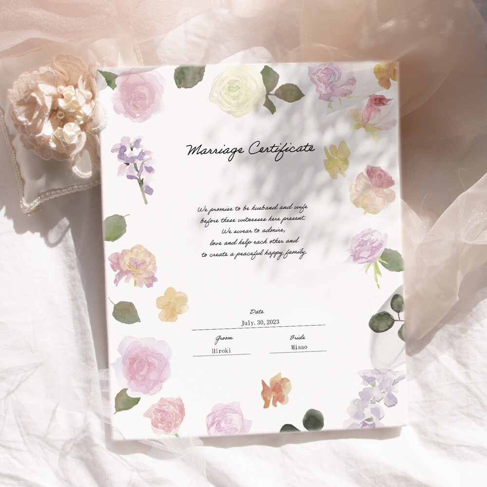 送料無料 薔薇の結婚証明書作ります 選べるアクリルorキャンバス！特別な一日のための証明書です。 イメージ3