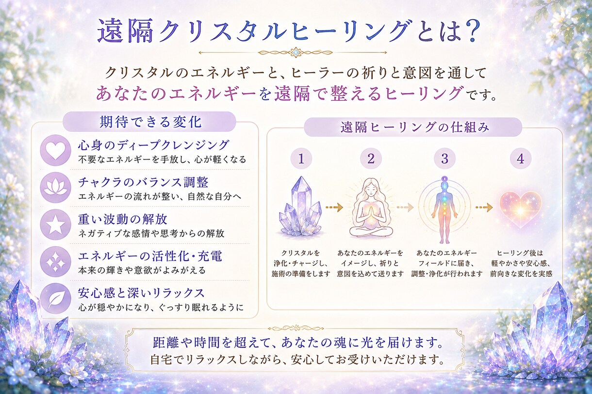 クリスタルの光で心と体を整えます 7日間、クリスタルの光に包まれて本来のあなたへ還るひとときを イメージ3