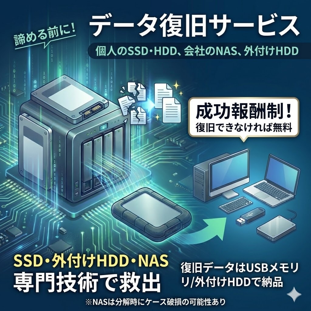 見積もり無料 HDD、NASのデータ復旧致します どうしても取り出したい！をサポート！できない場合は無料！ イメージ1