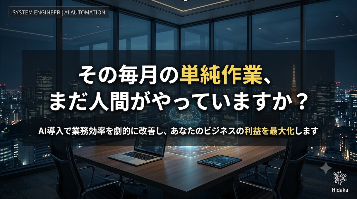 最新AIとWeb開発で毎月の単純作業を自動化します 人件費削減・利益最大化！要件から丸投げOKのAIシステム開発 イメージ1