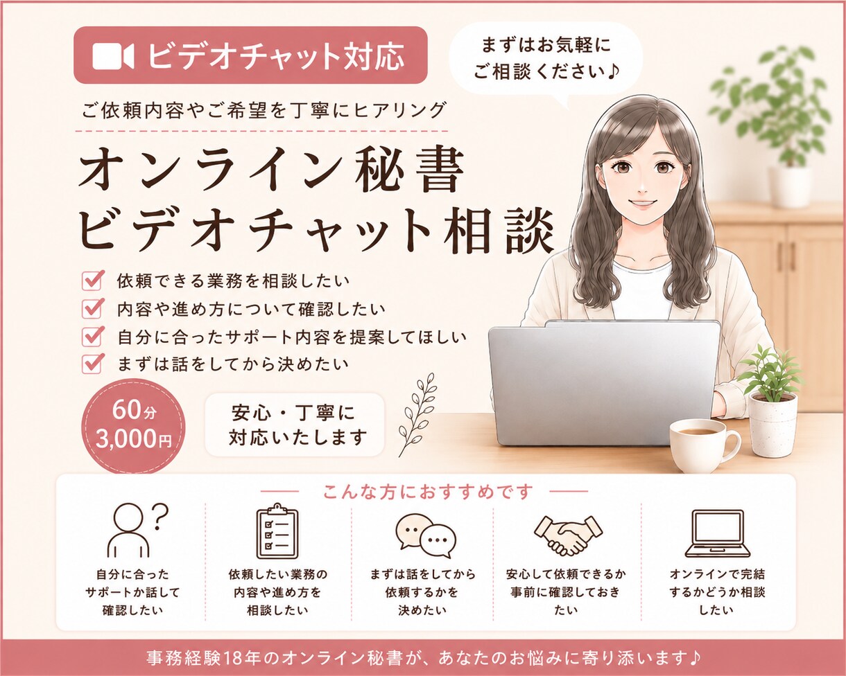 ご依頼内容のヒアリング・お見積りを承ります あなたに合ったサポート内容をご提案いたします＾＾ イメージ1