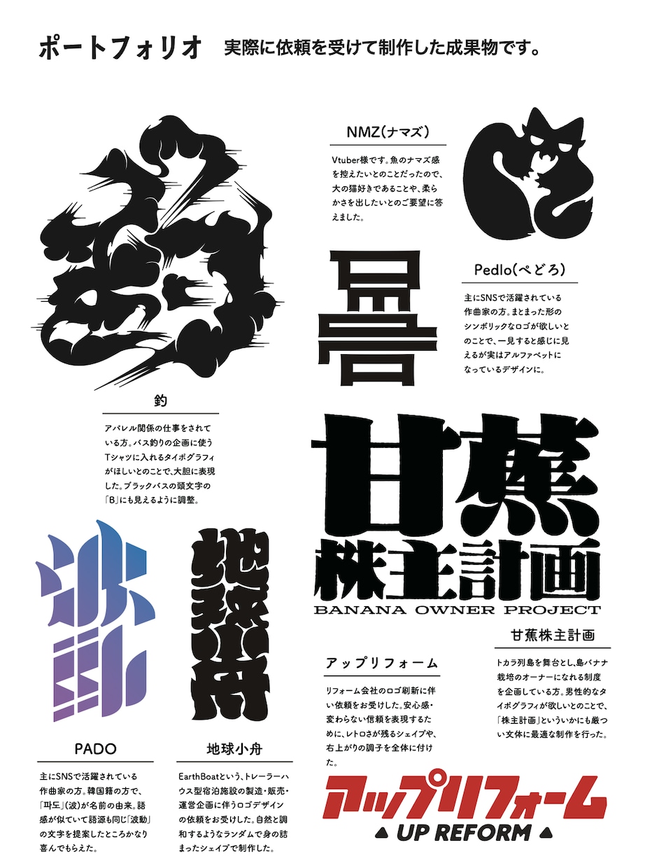 タイポグラフィ、文字のロゴデザインを作ります 「あなた」の個性を文字ロゴでダイレクトに伝えてみませんか？ イメージ2