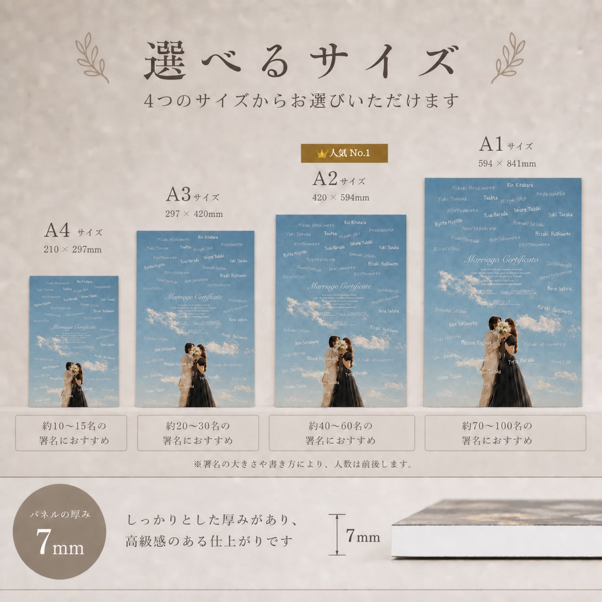 ゲスト参加型の結婚証明書パネル作ります 厚さ7mmのマットパネル納品★ イメージ3