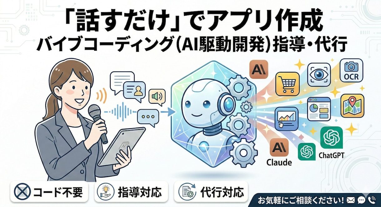 相談無料◎バイブコーディング教えます・作ります 「副業で稼ぎたい人向け」ChatGPTの使い方をゼロから教え イメージ1