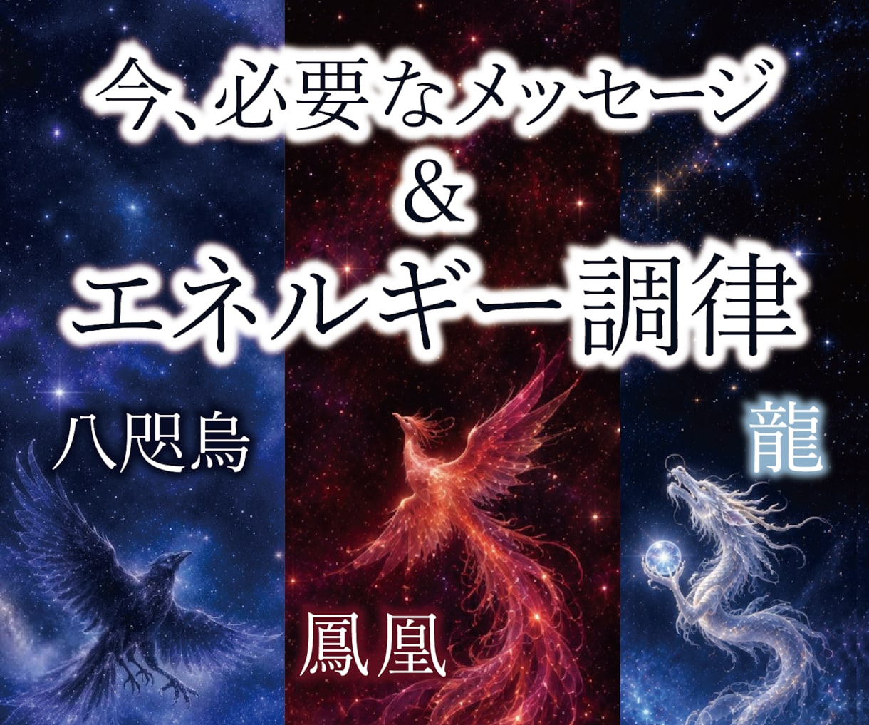 今、必要なメッセージとエネルギー調律をお届けします 八咫烏・龍・鳳凰と共に、あなたの世界に本来の光と輝きを…！ イメージ1