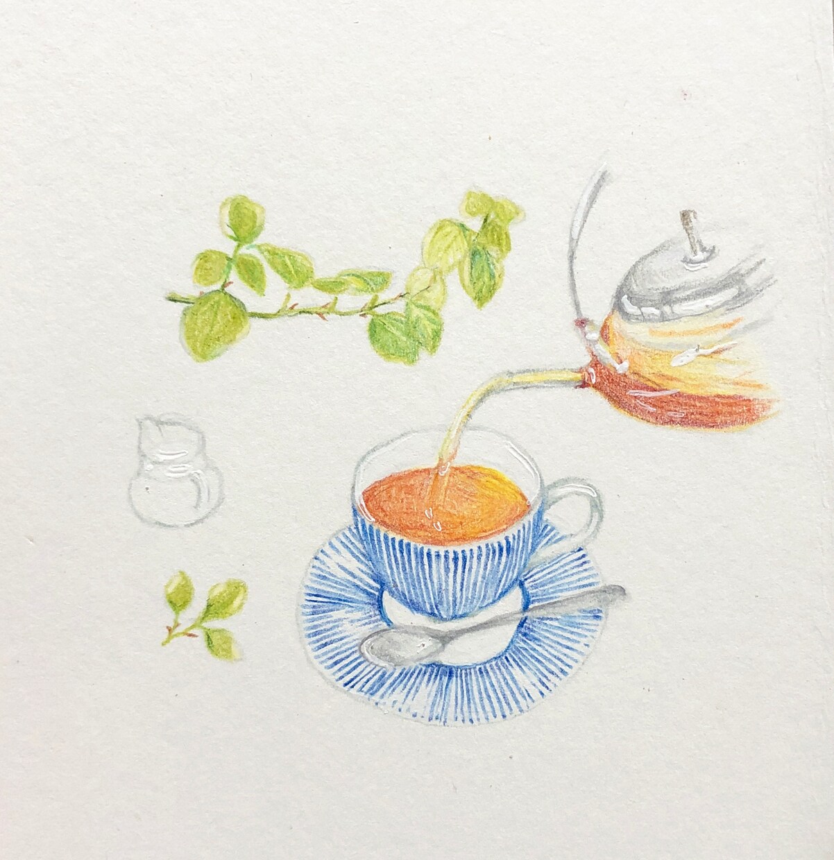 cafeのイラストを色鉛筆で描きます 色鉛筆で、手描きイラストです色鉛筆の優しいタッチのイラスト イメージ1