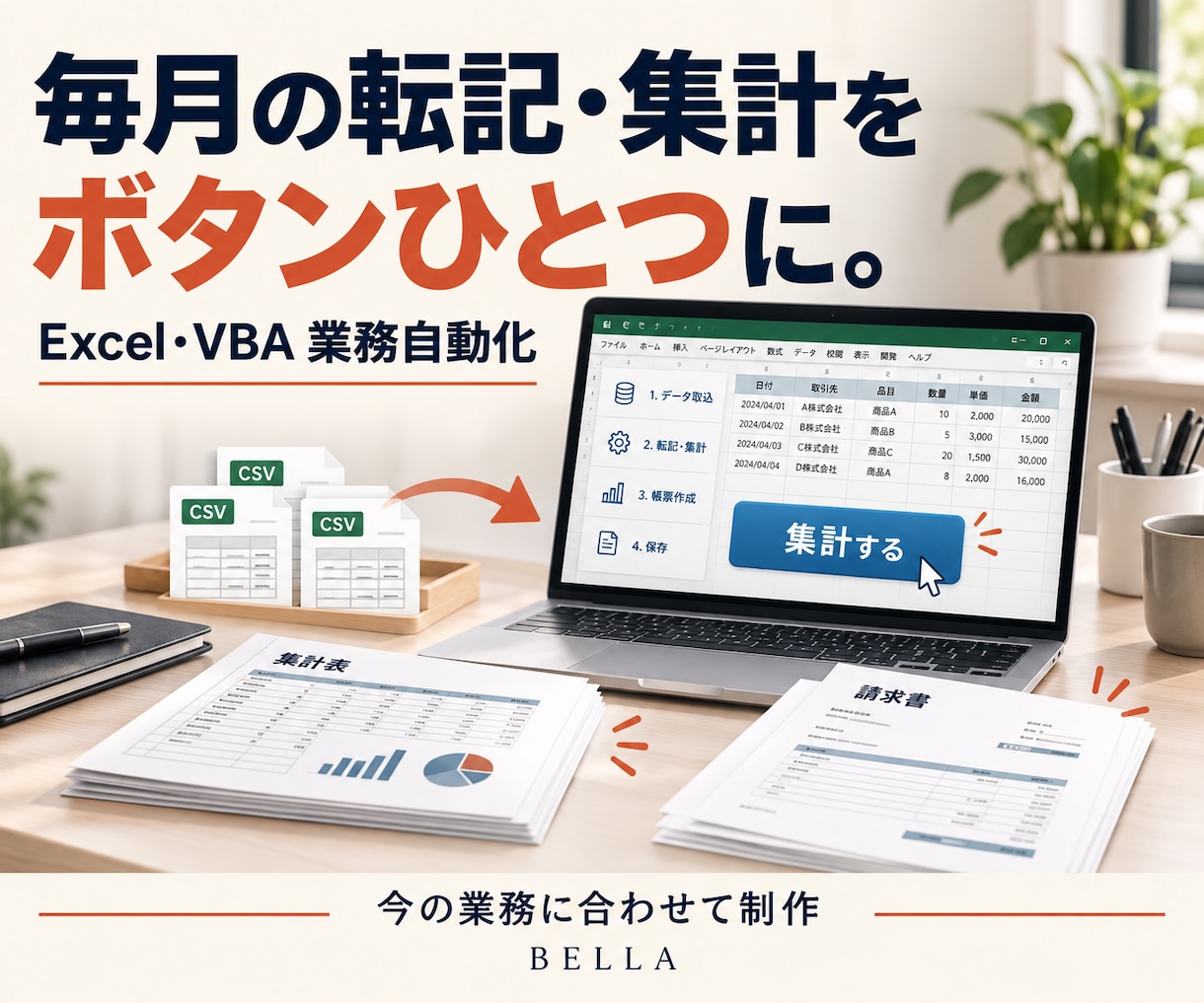 Excelの転記・集計を自動化するツールを作ります 繰り返す手作業を整理｜今の帳票に合わせて制作 イメージ1