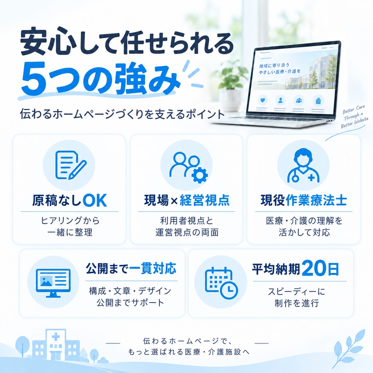 原稿がなくても伝わるホームページを作ります 現場と経営を知る制作者が構成・文章・公開まで丸ごと対応 イメージ8