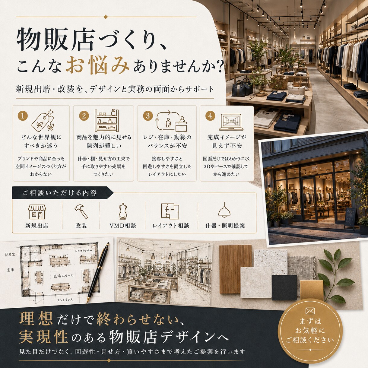 デザインだけで終わらない売れる店舗空間をつくります デザイン性と集客力のあるノウハウを活かした店舗設計 イメージ4