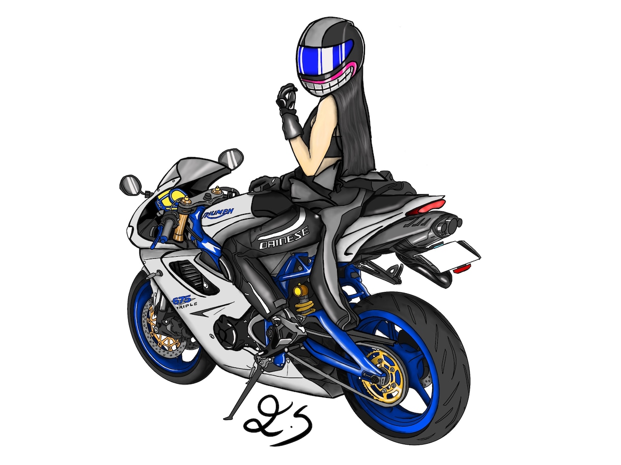 バイク、車のイラストを描きます 皆様の愛車をリアルに近いポップなスタイルでお描き。 イメージ3