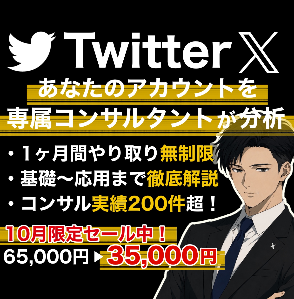 X,Twitterをプロが１ヶ月徹底コンサルします あなたのアカウントに必要な運用戦略やXの解説など／質疑応答◎ イメージ1