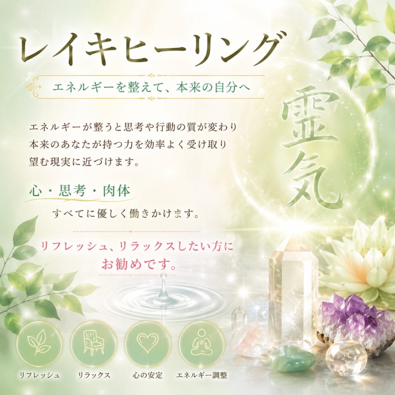 遠隔レイキヒーリングで頑張るあなたを癒します エネルギーを整えて本来の自分へ　心・思考・肉体をリフレッシュ イメージ1