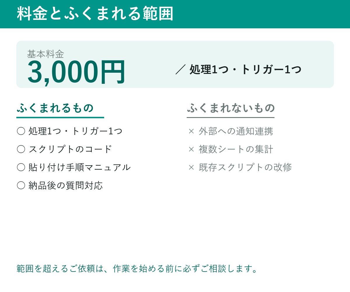 GASでスプレッドシート作業1つを自動化します GAS スプレッドシート、フォーム、転記、集計、定期実行 イメージ3