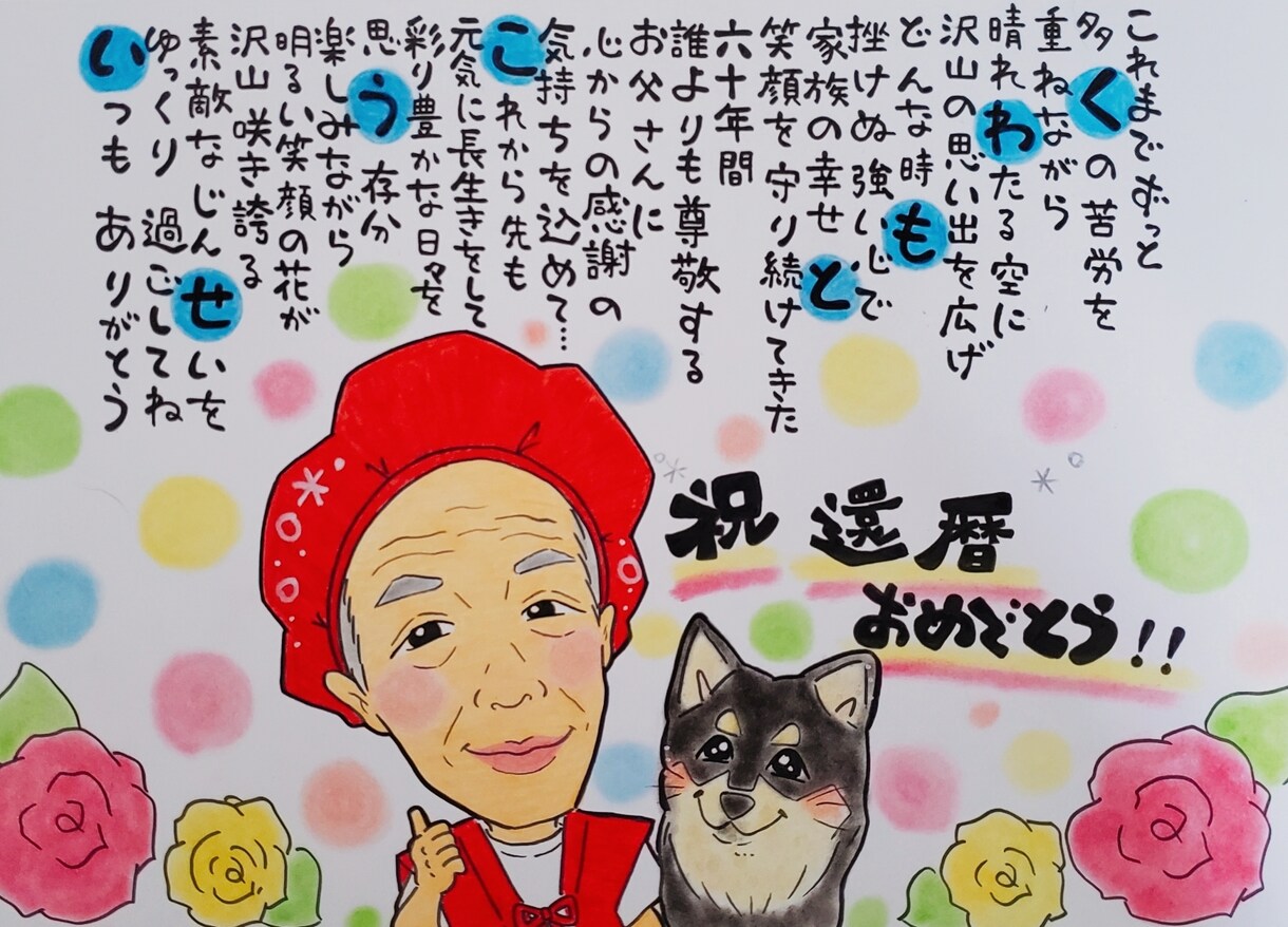 可愛い似顔絵お名前詩作成いたします 各種プレゼントやご自宅用に…♡沢山の方に喜ばれております♪ イメージ5