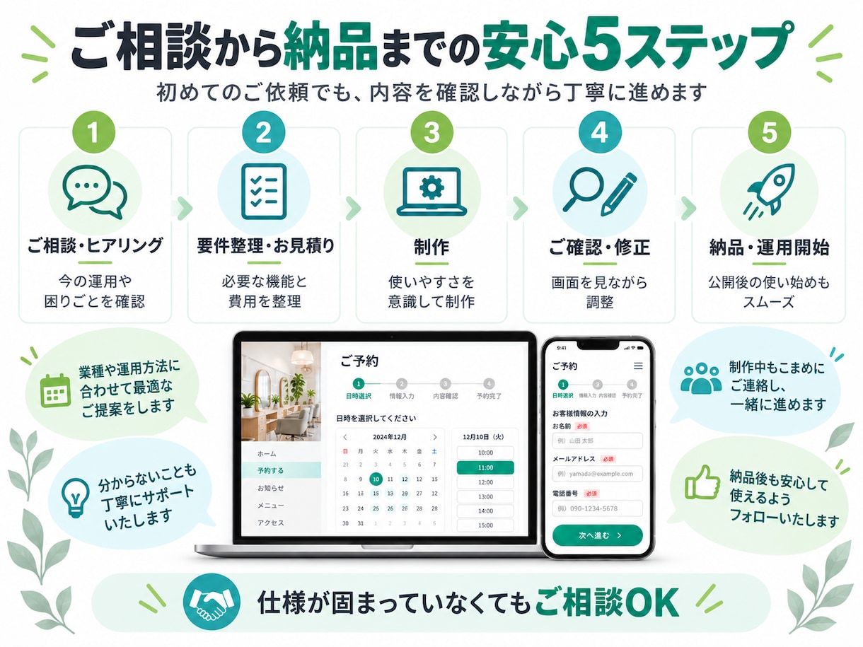 スマホ対応の予約受付フォームを制作します お店に合わせた使いやすい予約システムを制作します イメージ3