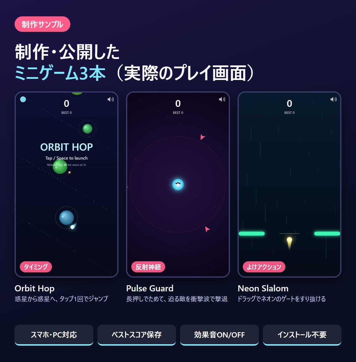 スマホでもPCでも遊べるミニゲームを作ります 販促・イベント・学習用に。ブラウザで動くHTML5ゲーム イメージ1