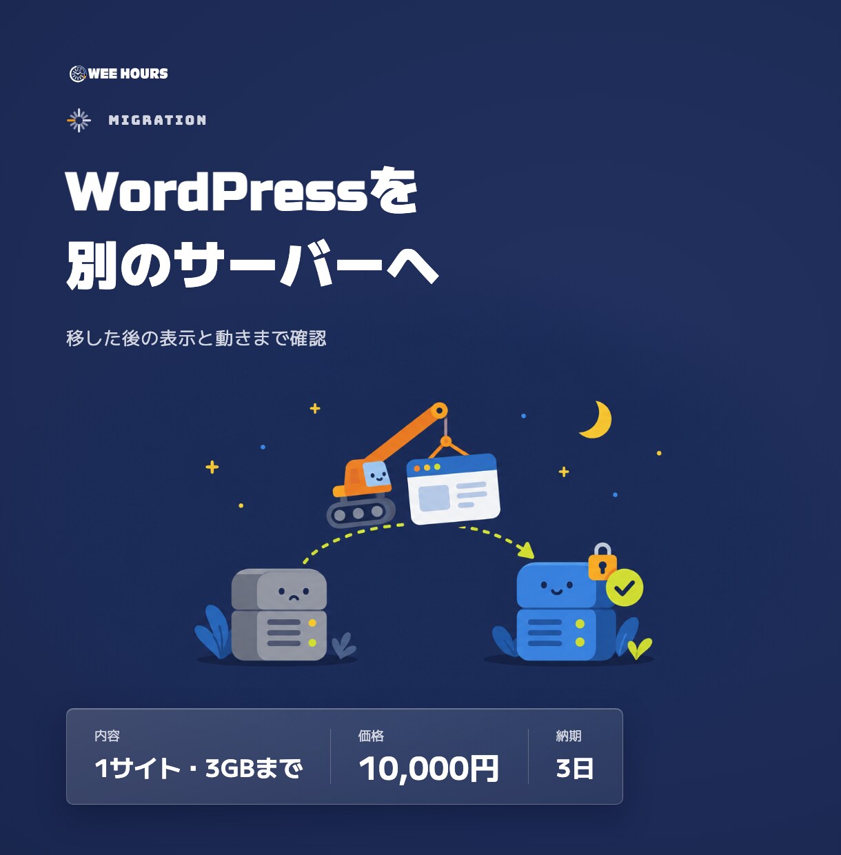WordPressサイトを別のサーバーへ移転します 移した後のページと動きを確かめて報告 イメージ1