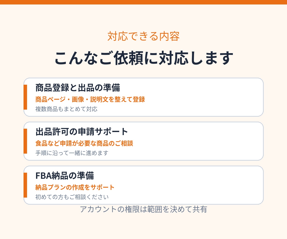Amazonの商品登録を代行します 商品ページ作成から出品許可の申請サポートまで対応 イメージ3