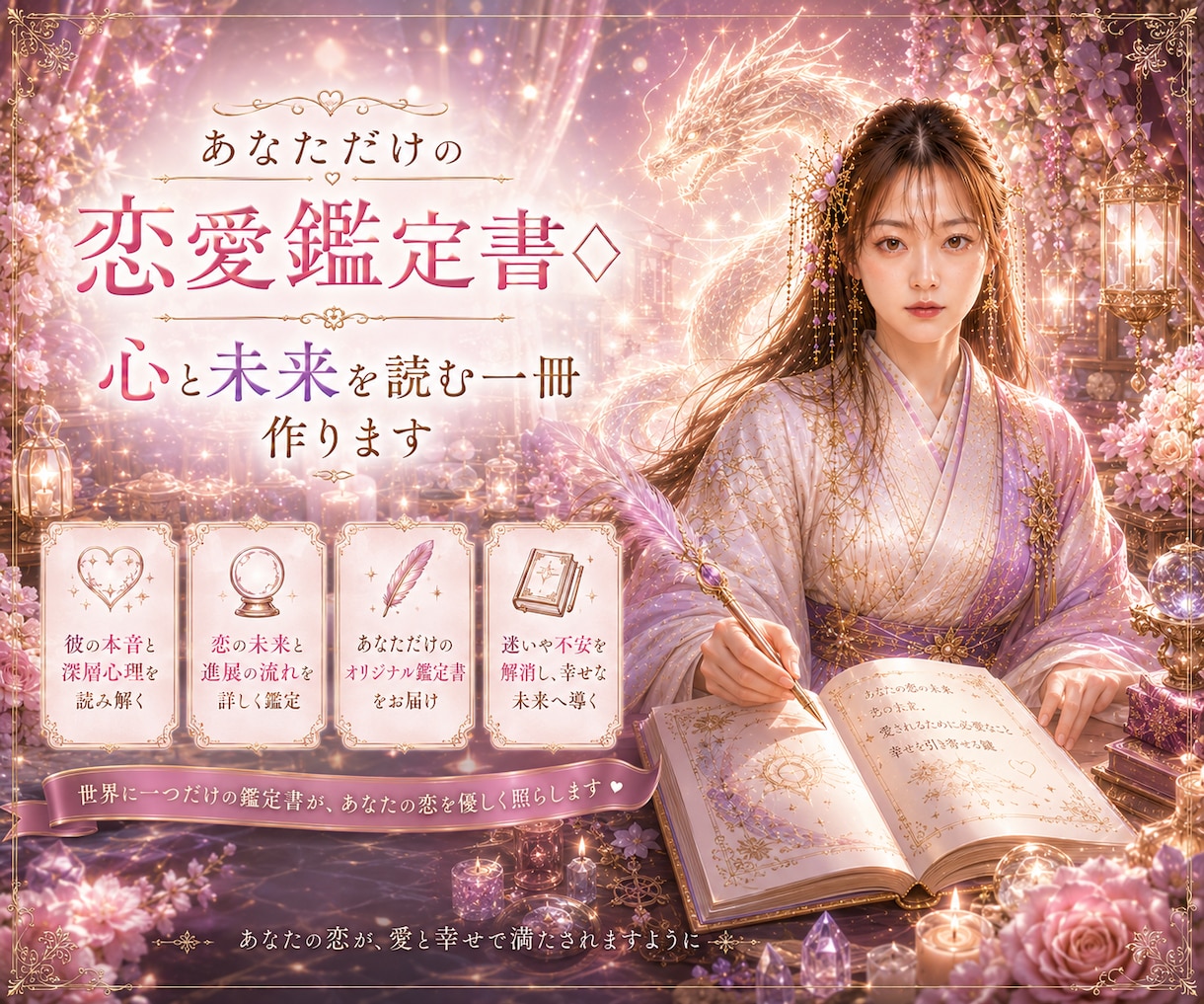 あなただけの恋愛鑑定書✧心と未来を読む一冊作ります 名前と誕生日から導く、恋愛運・出会い・あの人の本音 イメージ1