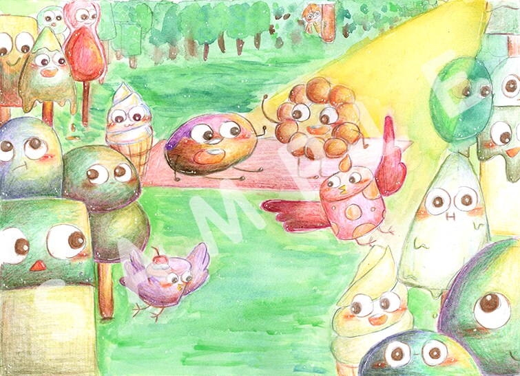 手描き絵本風のイラストを描きます 子供向け・可愛い手描きカードをプレゼントしたい方へオススメ！ イメージ5