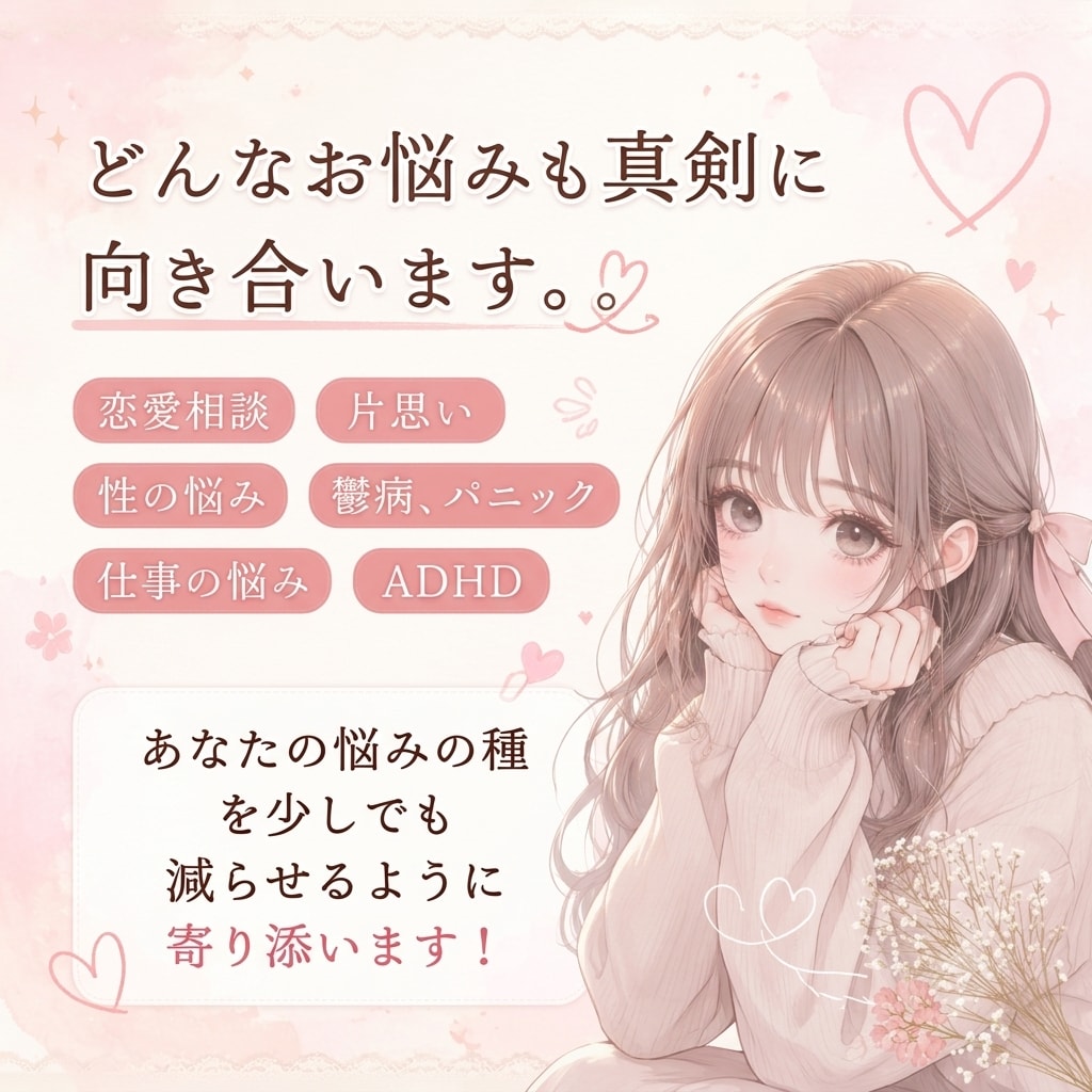 誰にも言えない性の悩み解決します 元鬱病持ちがあなたの話全力で聴きます。本気で向き合います！ イメージ1