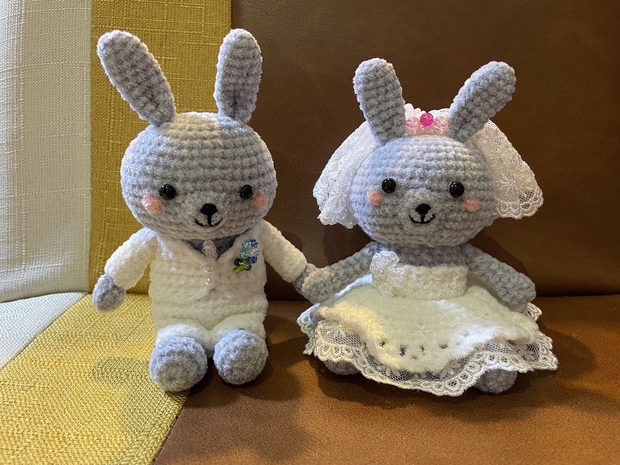 かぎ針編みでウエディングドールをつくります 実際のドレスの雰囲気に合わせ、ぬい用にドレスをお作りします♡ イメージ1