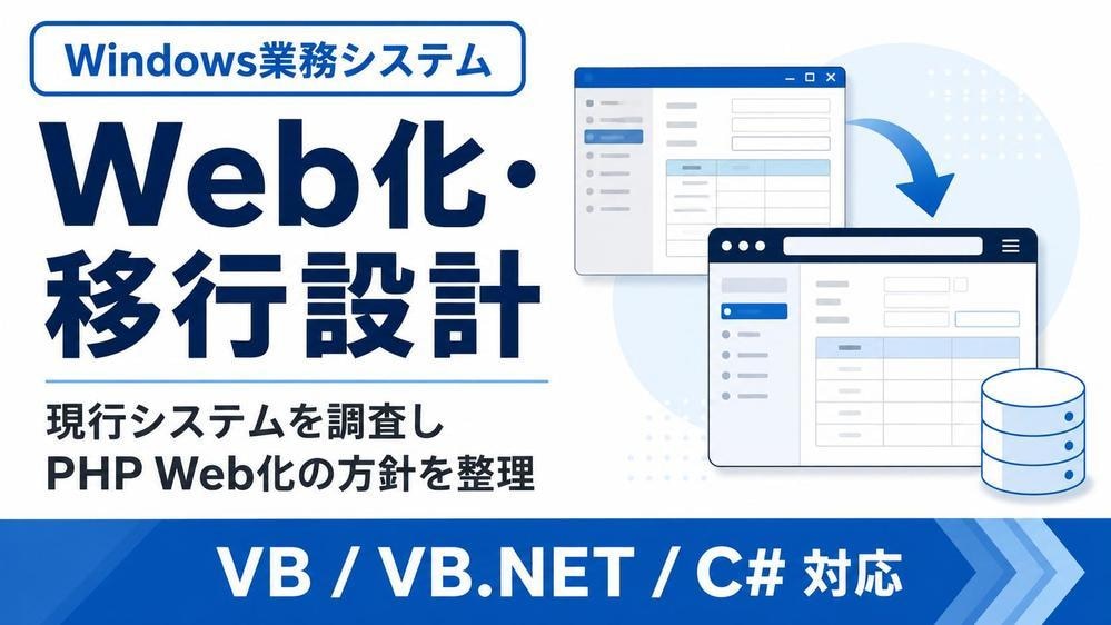 Windows業務システムのWeb移行設計をします 既存Windows業務システムのWeb化方針を整理 イメージ1