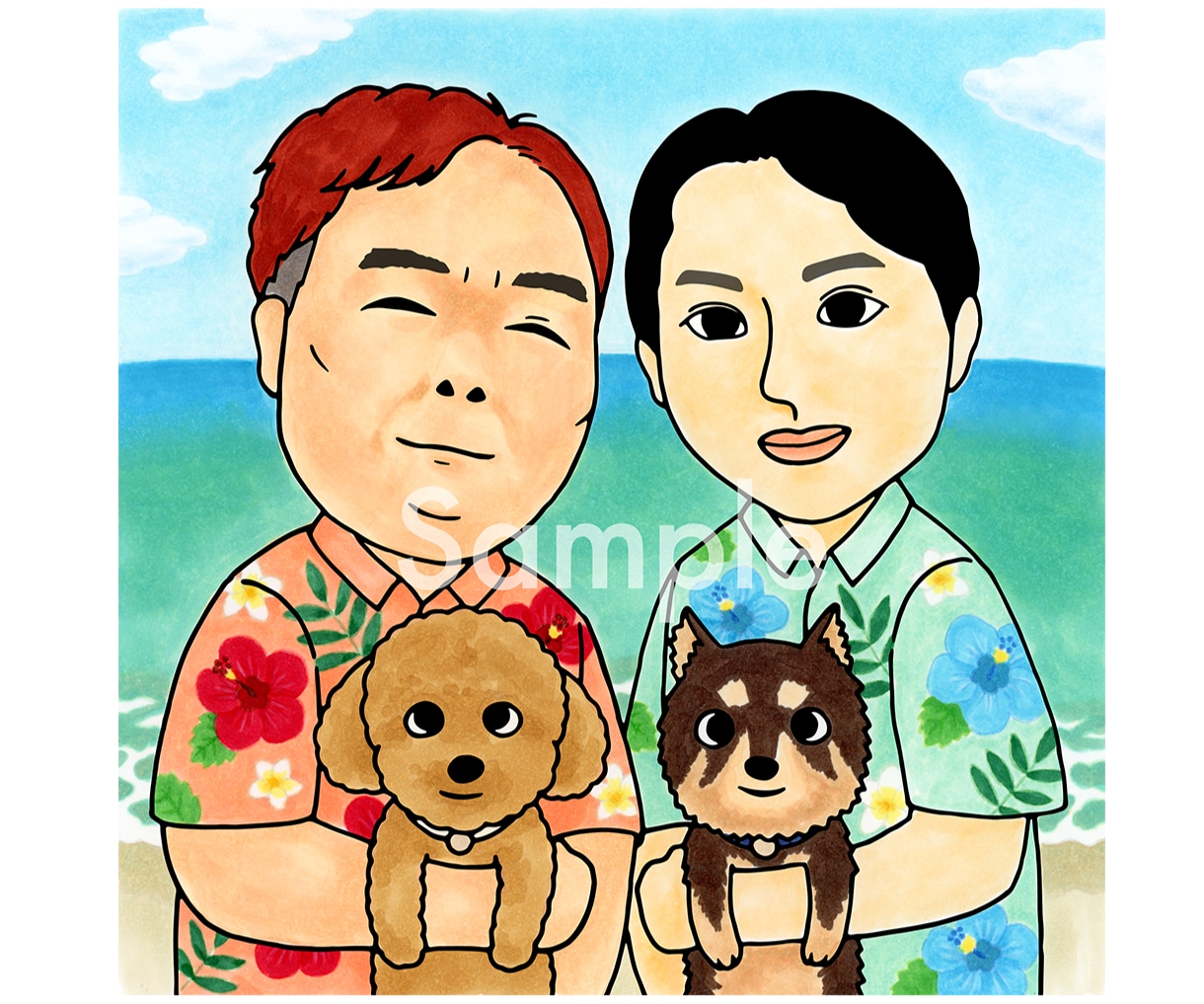 ほんわか、ポップで可愛いペットの似顔絵お描きします 飼い主様と一緒もOK♪SNSアイコン・記念・プレゼントに！ イメージ2