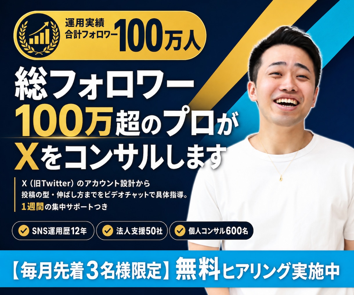 総フォロワー100万超のプロがXをコンサルします 事前分析つき｜60分と1週間の集中サポート イメージ1