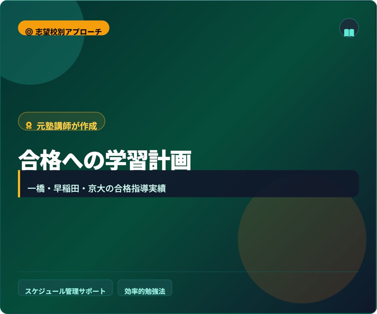 志望校から逆算した合格への学習計画を作ります 難関大の合格を支えた元塾講師が丁寧に作成 イメージ2