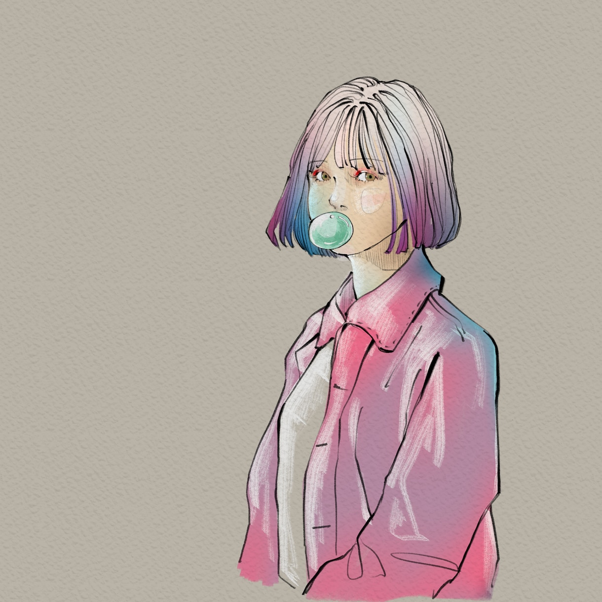 ゆるい雰囲気の女の子を描きます カラー、モノクロ、写真を元にした似顔絵等もOK イメージ1