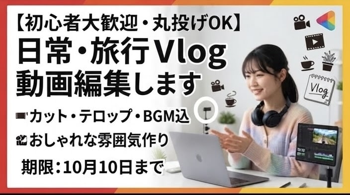 限定価格　日常、旅行のVlog動画編集を代行します 実績作りのため先着3名様限定価格で対応中 イメージ1
