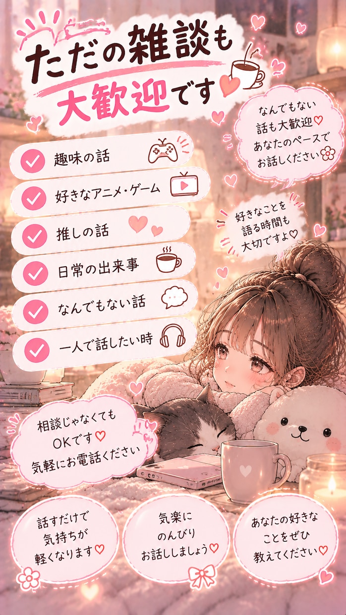あなたのお話をゆっくりききます 誰かに聞いてほしいそんな時、あなたのお話相手になります イメージ6