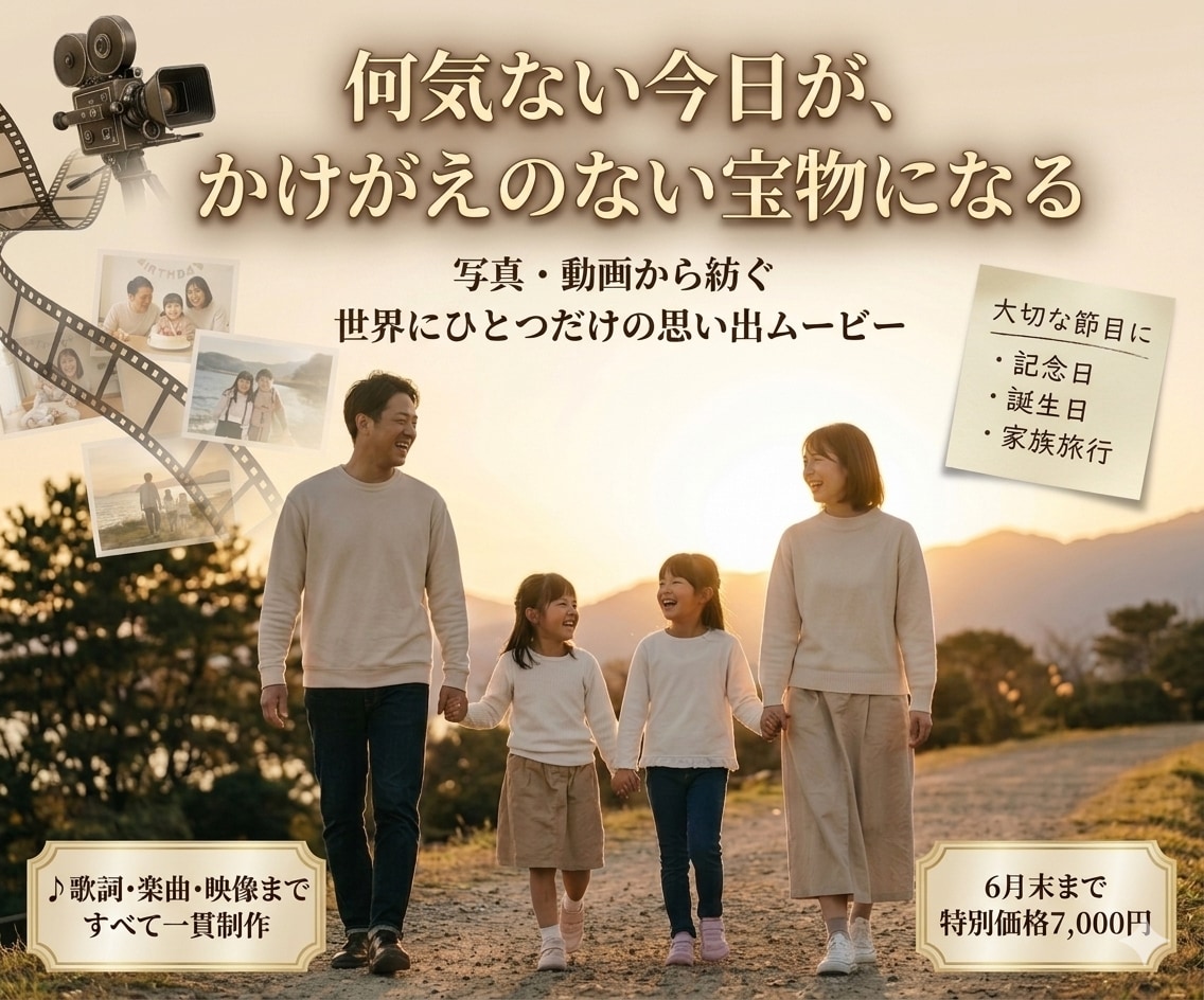 記念日を感動に変える！オリジナルムービー制作します 誕生日・旅行の思い出に贈り物を【歌詞×映像】で想いをカタチに イメージ1