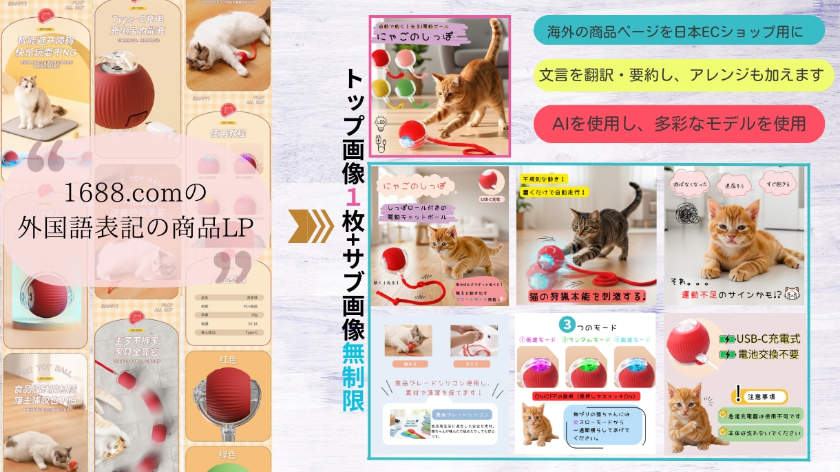 ベーシックプラン★1688商品画像をリメイクします アリババ商品LPを“売れる日本向けLP”へ作成し放題プラン！ イメージ5