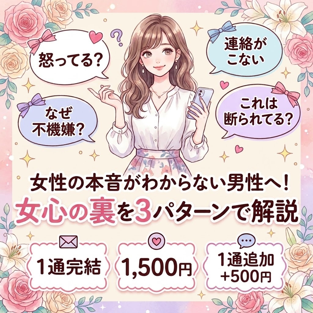 女性の言葉やメッセージの裏にある本音を解説します 脈あり判定から妻の不機嫌の理由まで！女心裏側を紐解きます！ イメージ1