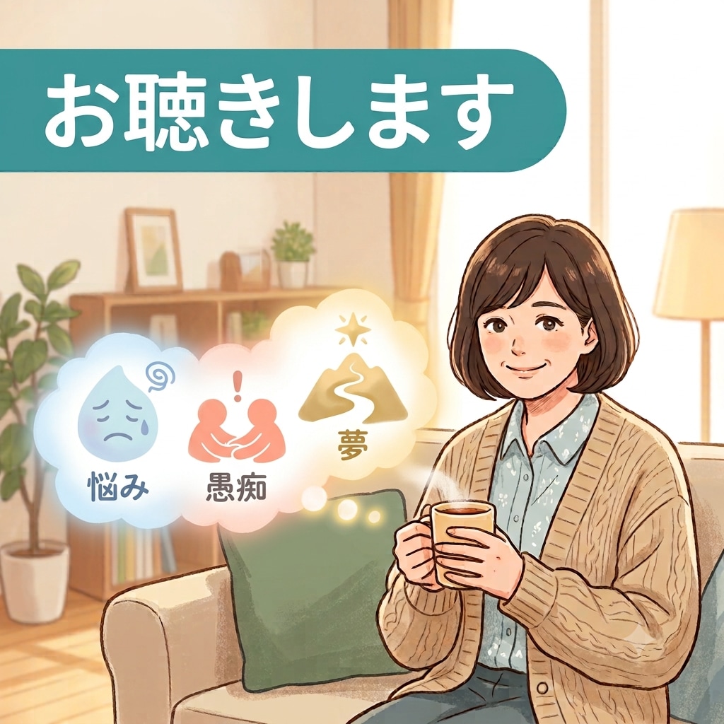 あなたのお話、じっくりお聴きします 〜ちょっとしたお悩みでも、日頃の愚痴でも、将来の夢でも〜 イメージ2