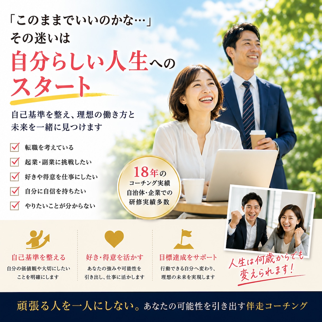 自己基準を整え転職や起業をサポートします 「このままでいいのかな」その迷いは自分らしい人生へのスタート イメージ1