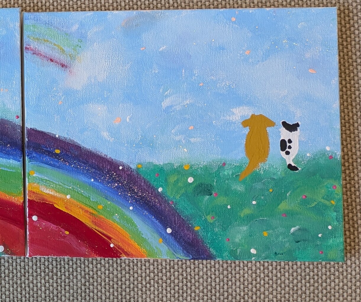 虹の橋にいる愛犬の絵で癒やします 虹の橋にいる愛犬のほんわかした絵を飾ってみませんか☆ イメージ1