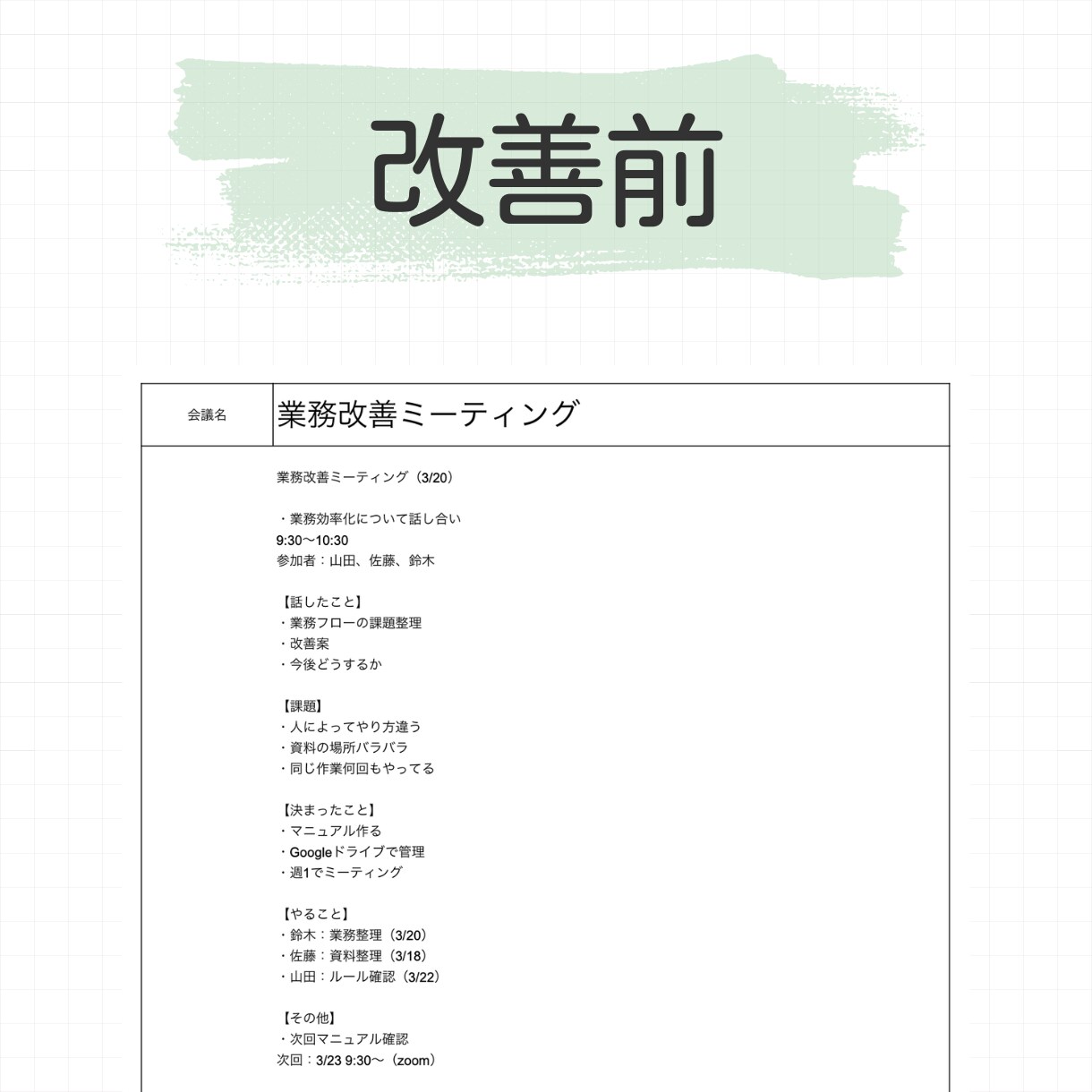 議事録作成｜すぐ動ける状態に整えます 議事録作成10年｜建設業で培った整理力で、使える形に整えます イメージ4