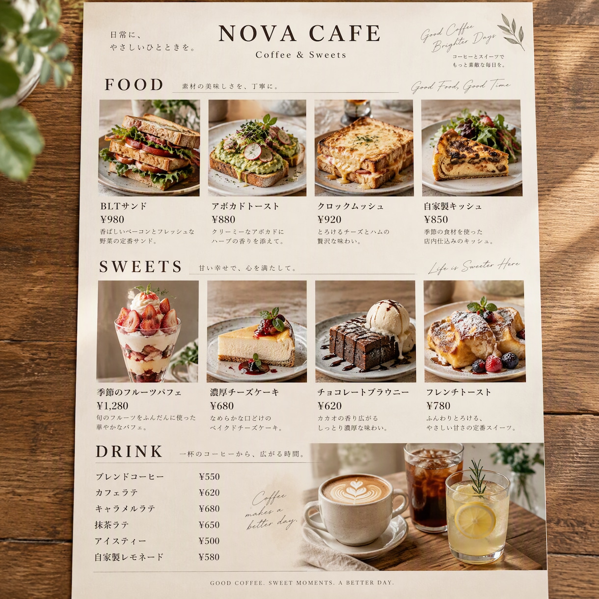 飲食店のおしゃれなメニュー表をデザインします AI×デザインで、料理が映えるメニュー表を制作します イメージ2