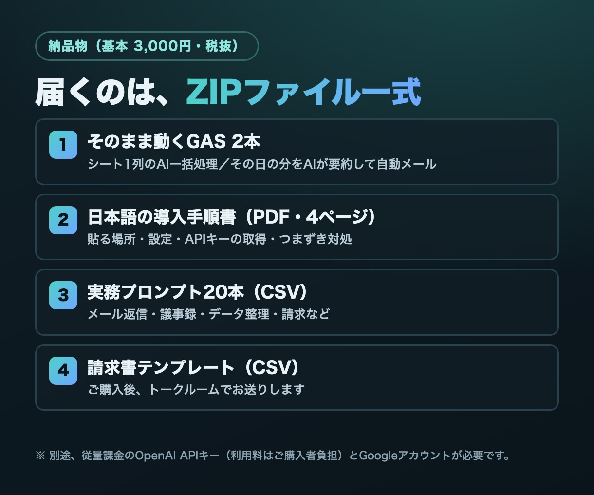 ChatGPT×GASでシート事務を自動化します 毎回AIに貼る作業を、そのまま動くGAS2本で減らします イメージ3