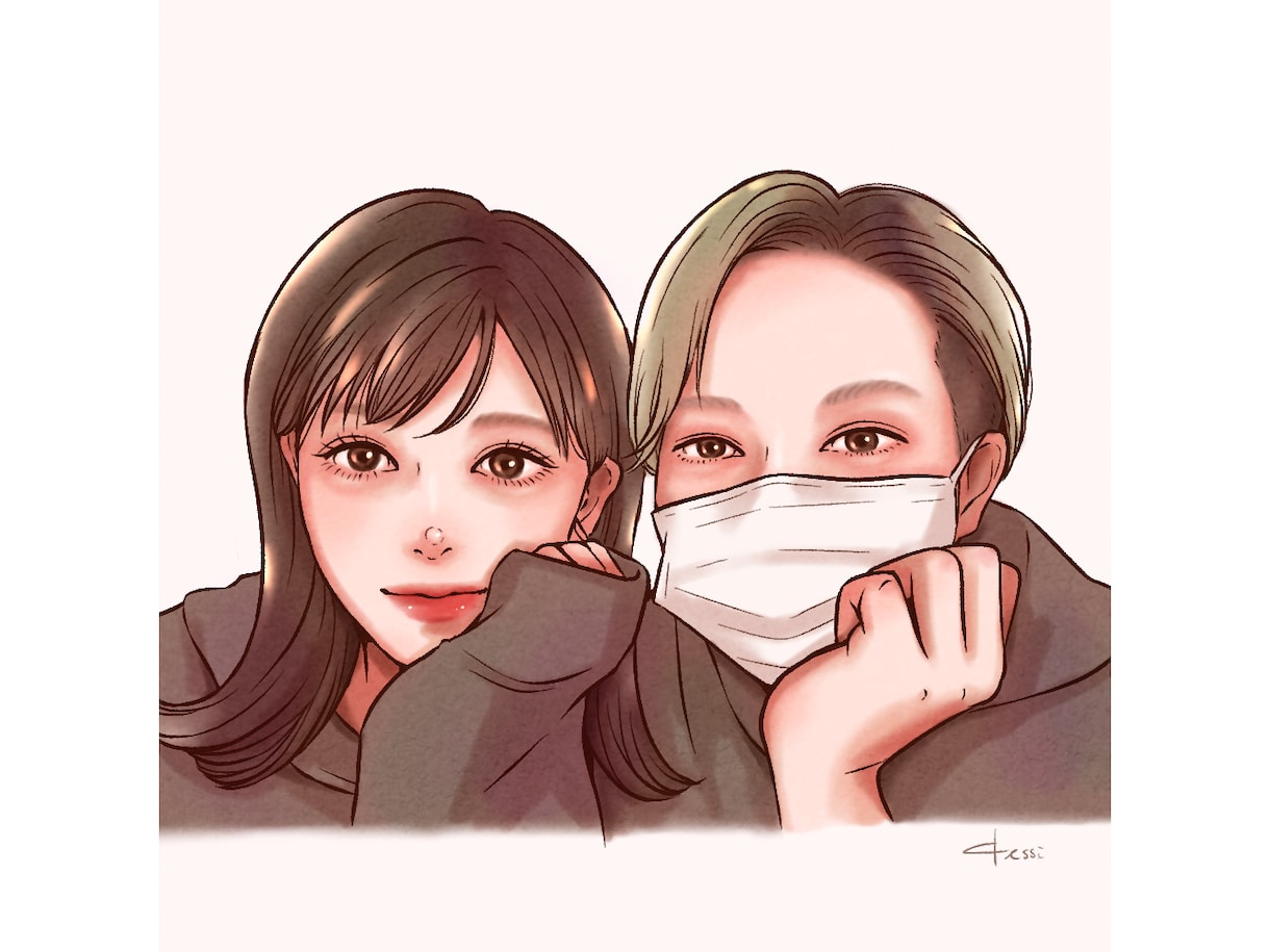 ホワイトデーのギフトに♪思い出に残る似顔絵描きます 印刷も対応します！記念日・お誕生日・イベントのプレゼントに。 イメージ2