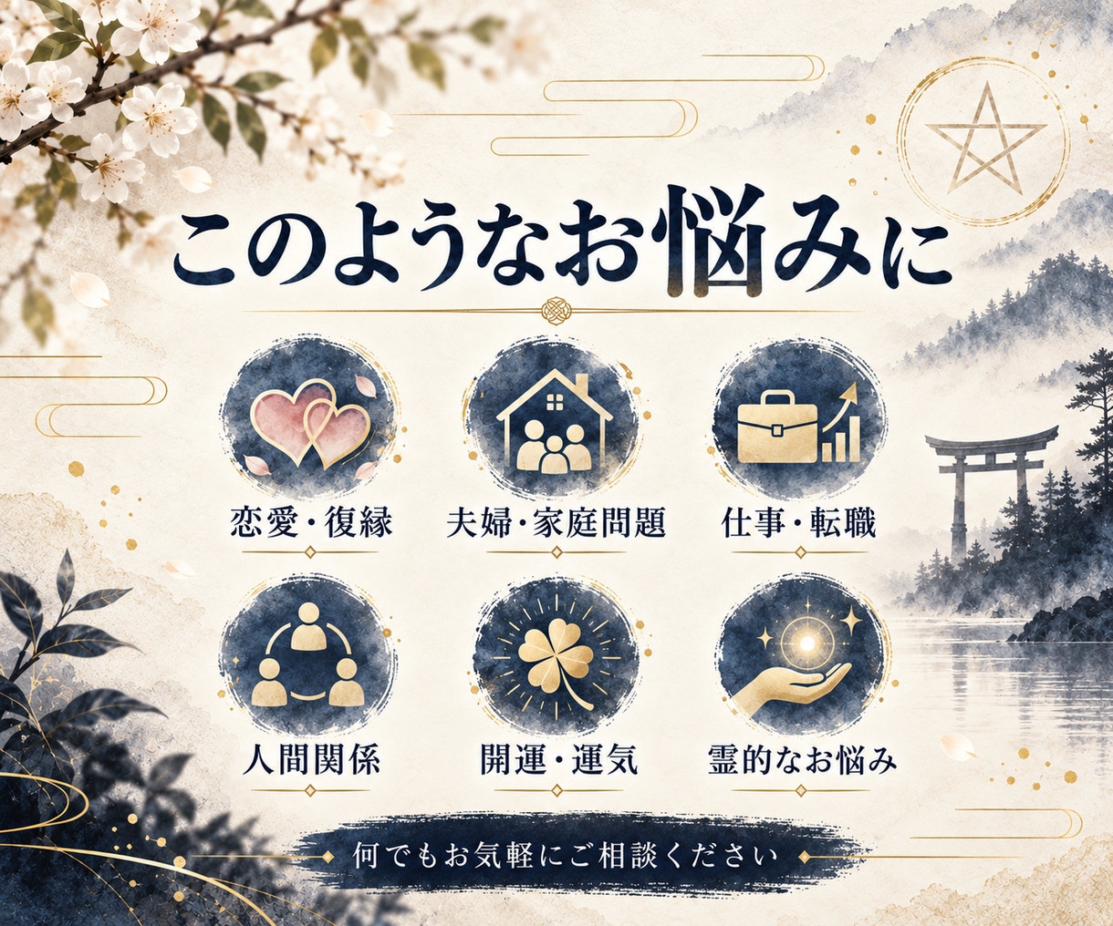 陰陽師が霊視・霊感で人生のお悩みを伺います 神道・陰陽道の修行を重ね、あなたの迷いに誠実に向き合います イメージ2