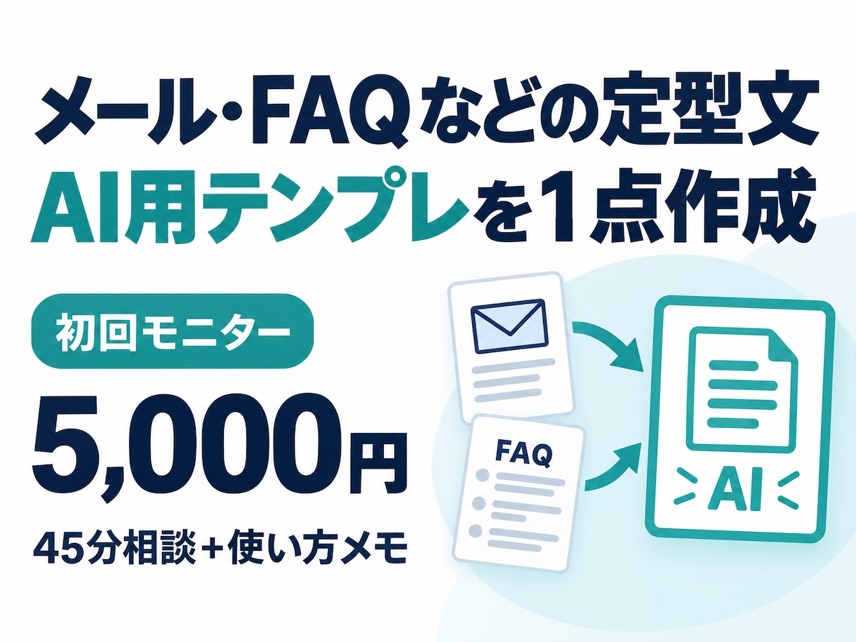 メール・FAQの定型文をAIテンプレにします 45分相談＋専用テンプレ1点・使い方メモ イメージ2