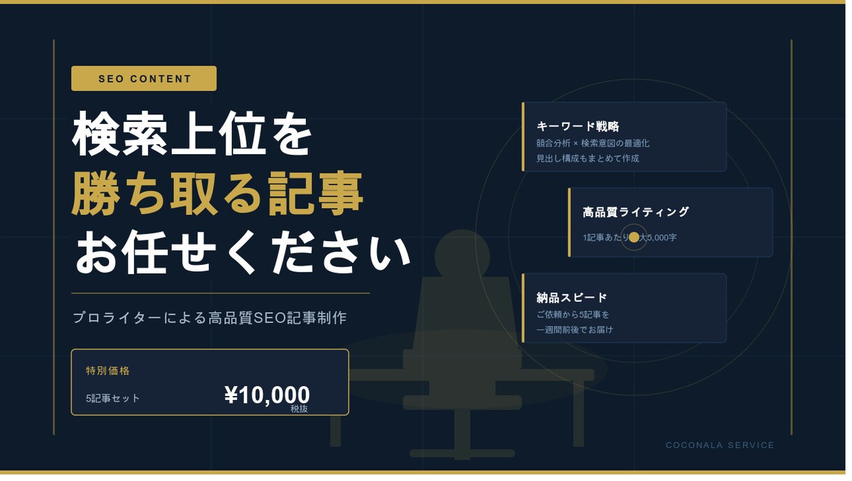 検索上位を狙う！SEO記事5本セット作成します キーワード選定〜見出し構成〜ライティングまで一括対応 イメージ1