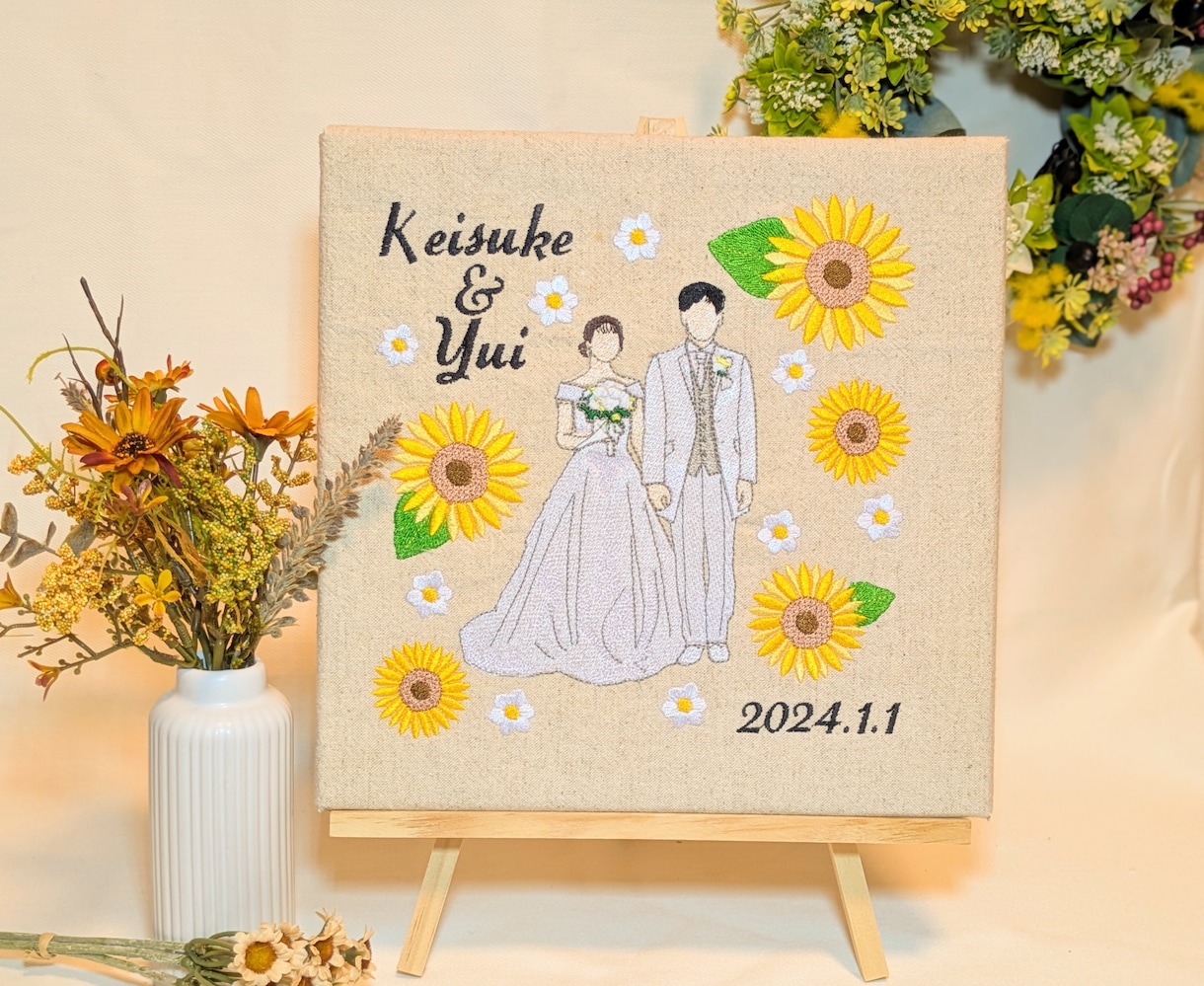 ガーデン結婚式にマッチするウェルカムボード作ります 『ガーデンウェディング』に！刺繍が美しいウェルカムボード イメージ1